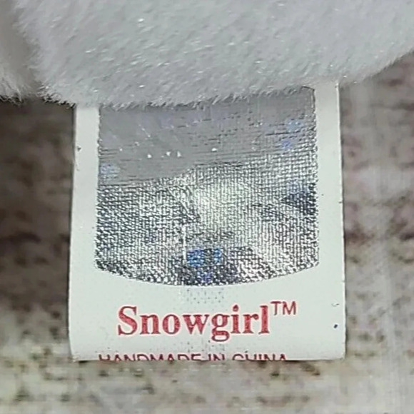 Vintage TY Plush Snowgirl Beanie Babies 2000 Collection White 8" New Old Stock - Picture 7 of 8